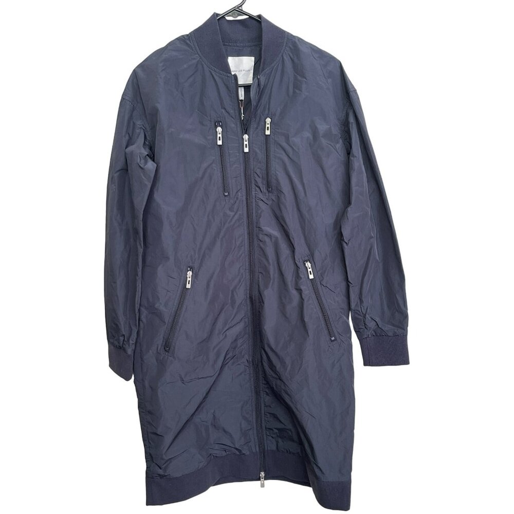 Avec Les Filles Longline Navy Rain Coat Windbreaker Jacket Size Small NWT